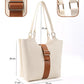 Brown Faux Leather Snap Closure Crossbody Hand Bag Single Compartment Shoulder Arm and Handbag White