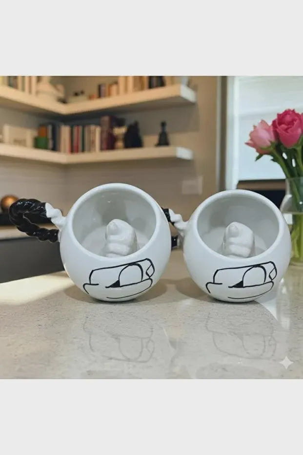 Handmade Ceramic Mug with Bubble Knit Handle – Unique Embossed Design – Cozy Artisan Coffee Cup