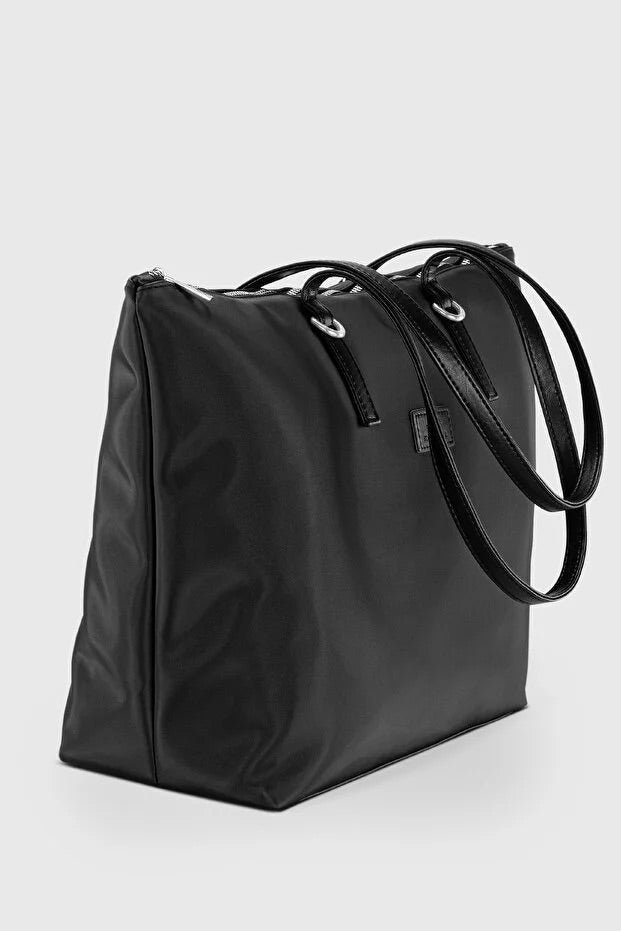 Black Shopper Tote Bag for Women