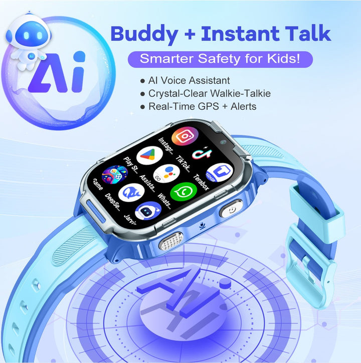 4G Kids Smart Watch with GPS Tracker, Video Call, SOS Safety Alert, WiFi Positioning, Camera, Sleep Monitor & Pedometer – Smartwatch for Boys and Girls