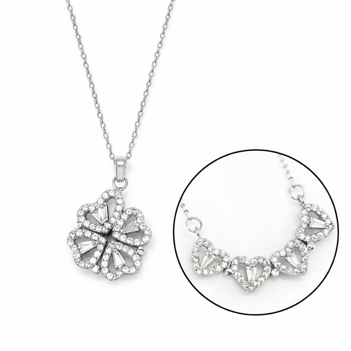 Stainless Steel Zircon Stone Opening Clover Necklace