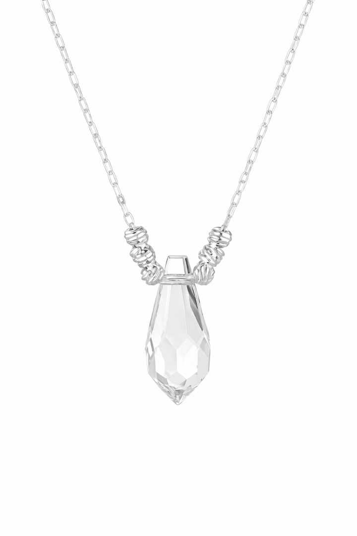 925 Sterling Silver Crystal Pendant Necklace – Elegant Chain Necklace – Sparkling Gift for Her
