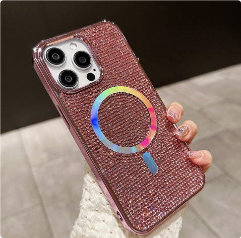 Diamond Magnetic Phone Case with Rhinestone Electroplating in Multiple Colors