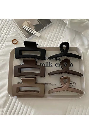 6 Piece Women Hair Tie Set Black and Brown Tones Soft Daily