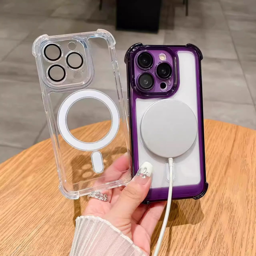 Transparent Airbag Phone Case with Magnetic Suction and Shockproof Features