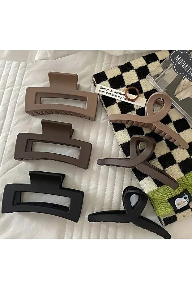 6 Piece Women Hair Tie Set Black and Brown Tones Soft Daily