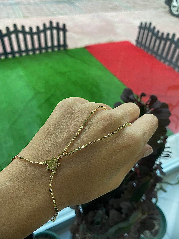VIP Gold Sequin Star Hand Chain Bracelet