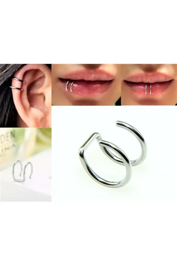 Clip On Fake Piercing Unisex Lip Nose Ear Cartilage Non Piercing Design