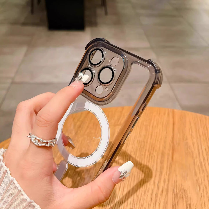 Transparent Airbag Phone Case with Magnetic Suction and Shockproof Features