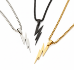 Stainless Steel Silver Woven Chain Lightning Necklace