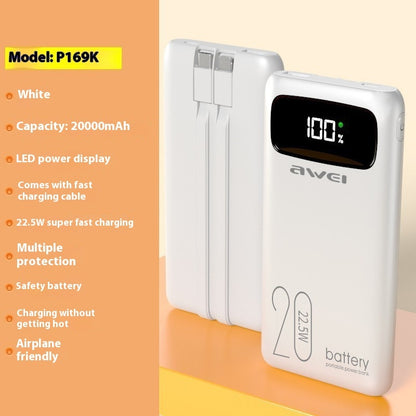 P168K P169K and P133K Power Banks Compact Portable Chargers - P169K White 20000 / 10000mah