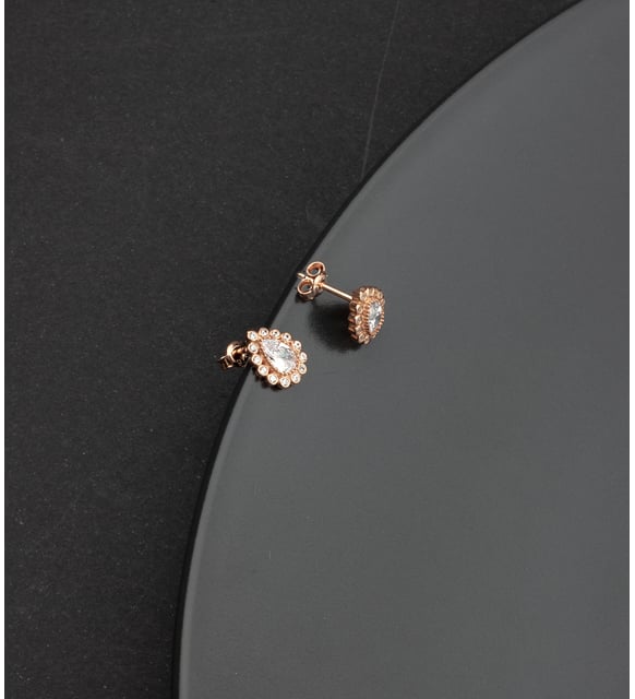 925 Sterling Silver White Stone Teardrop Earrings