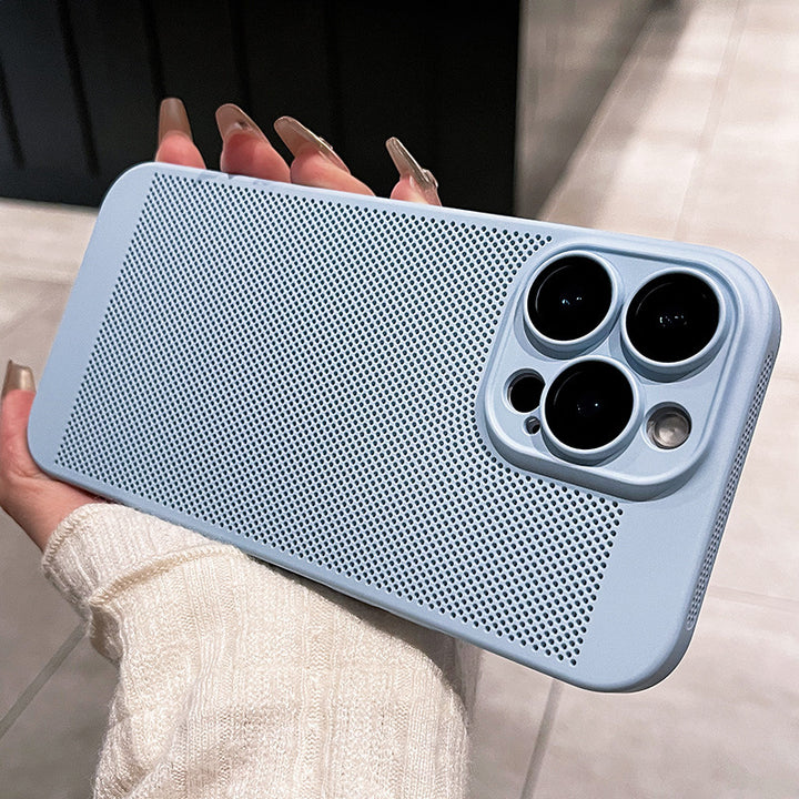Ultra-thin breathable phone case with lens protector for iPhone models