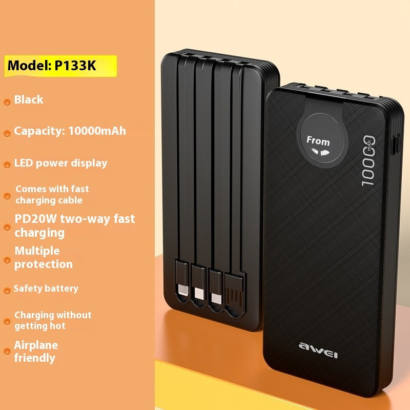 P168K P169K and P133K Power Banks Compact Portable Chargers - P133c Black / 10000mah