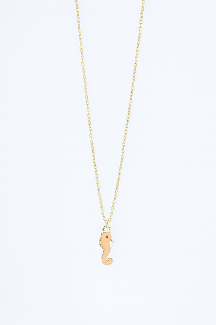 Stainless Steel Cream Enamel Seahorse Necklace for Women