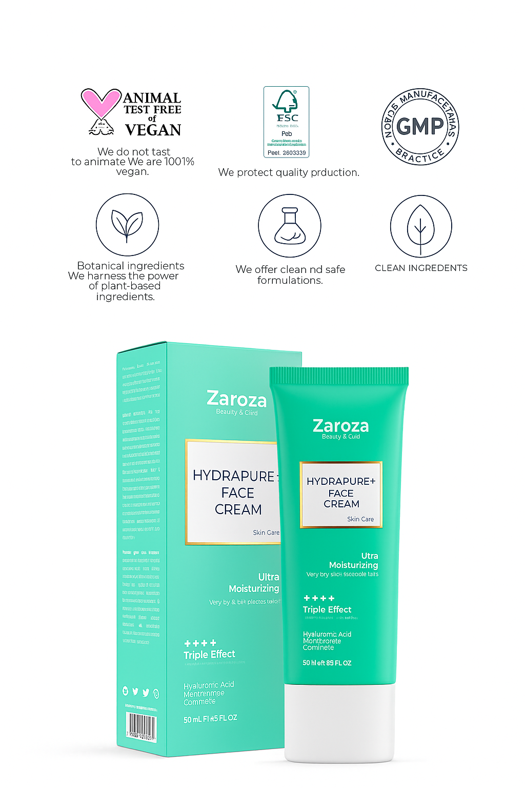 HydraPure Plus 3 Action Intensive Moisturizing Face Cream Repairing Brightening Centella Hyaluronic Acid 75 ml