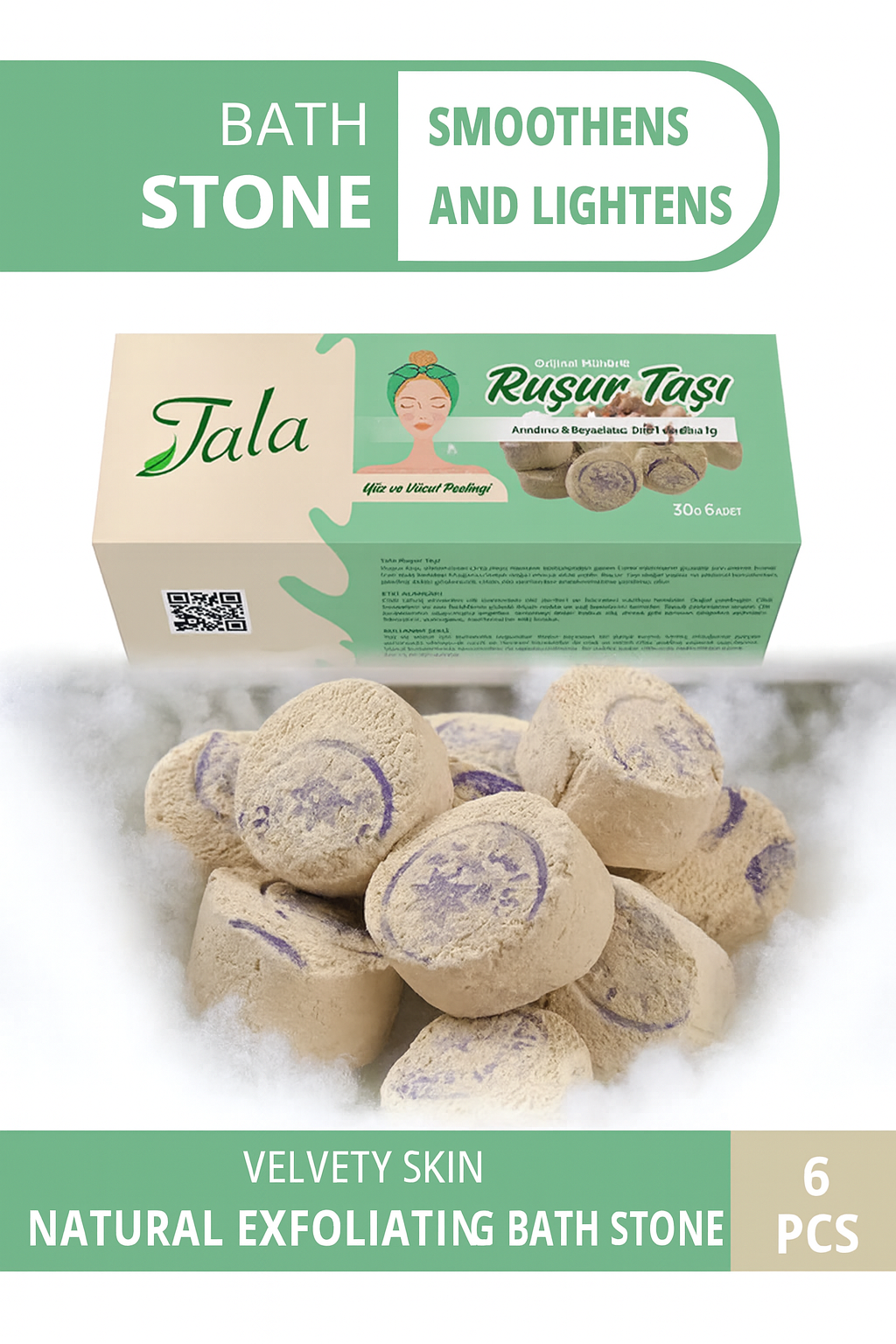 Rassoul Exfoliating Stone Whitening Body & Face Peeling Set (6 Pieces Iranian Hammam Stone)