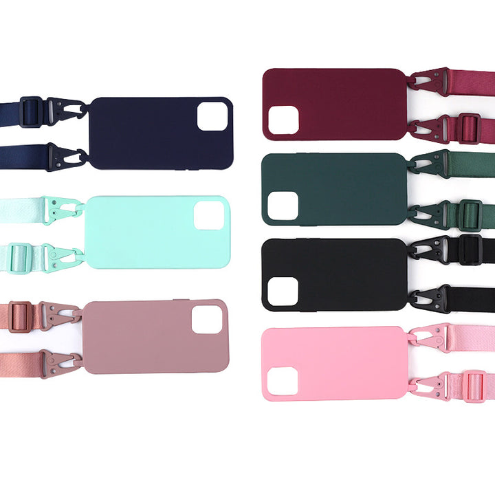Solid Color Phone Case with Personality and Matching Lanyard in Various Colors