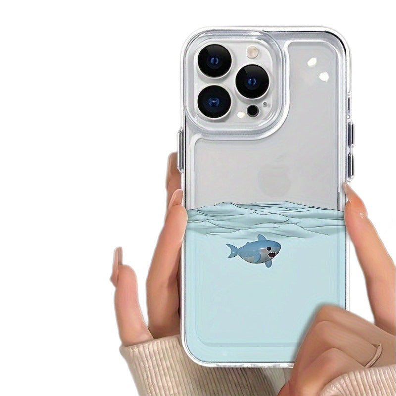 Underwater Shark Phone Case for Apple Models with Transparent TPU Shell