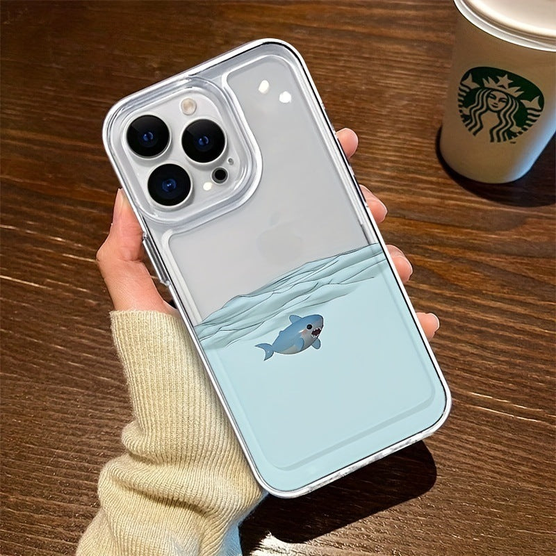 Underwater Shark Phone Case for Apple Models with Transparent TPU Shell