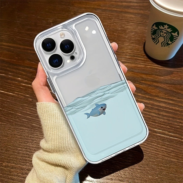 Underwater Shark Phone Case for Apple Models with Transparent TPU Shell