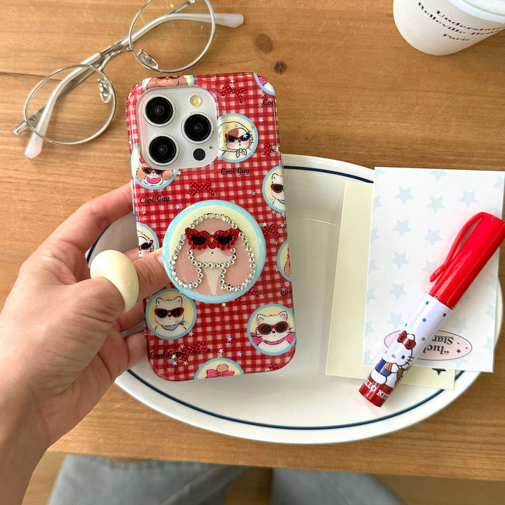 Single Shell and Shell Bracket Phone Case with Cartoon Design
