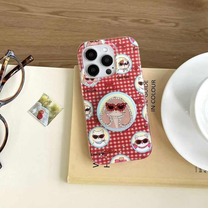 Single Shell and Shell Bracket Phone Case with Cartoon Design