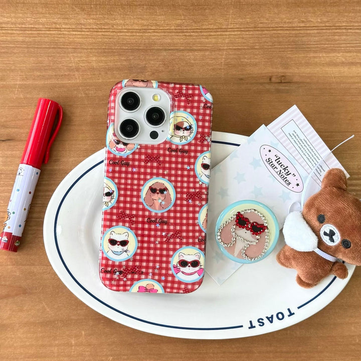 Single Shell and Shell Bracket Phone Case with Cartoon Design