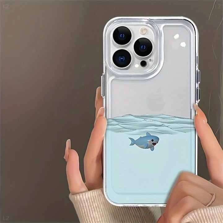 Underwater Shark Phone Case for Apple Models with Transparent TPU Shell