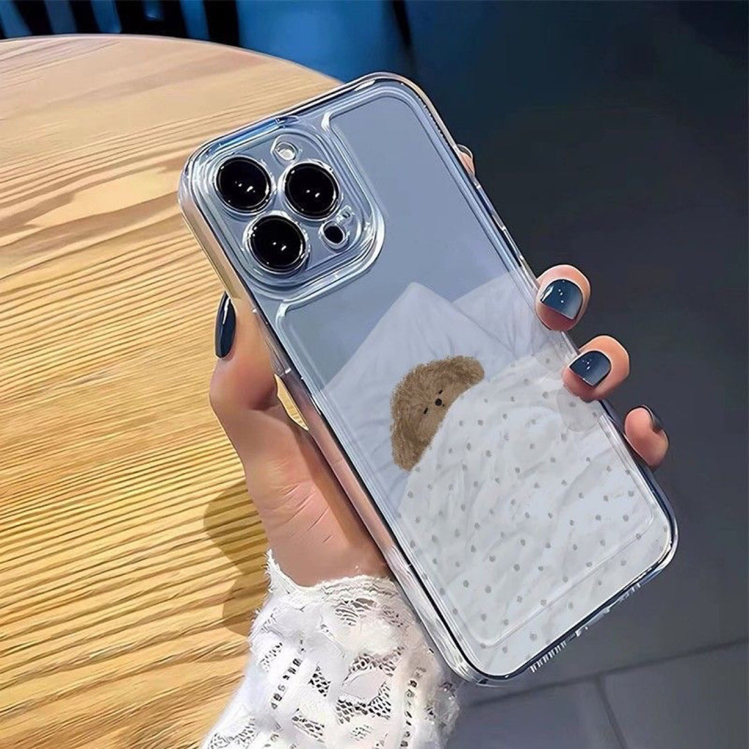 Space Shell Sleeping Cat and Puppy Pattern TPU Phone Case for Apple