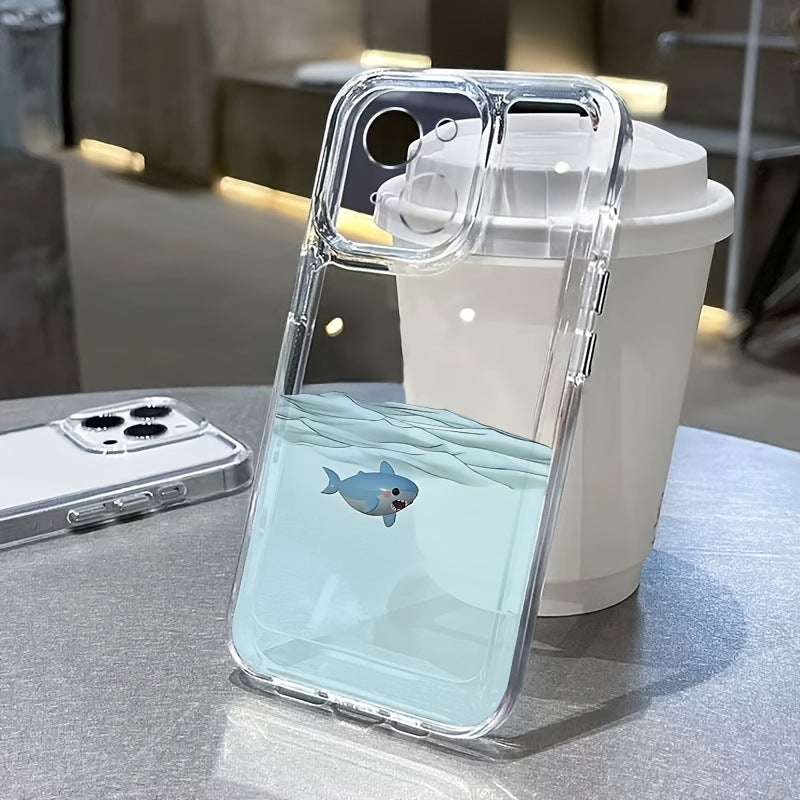 Underwater Shark Phone Case for Apple Models with Transparent TPU Shell