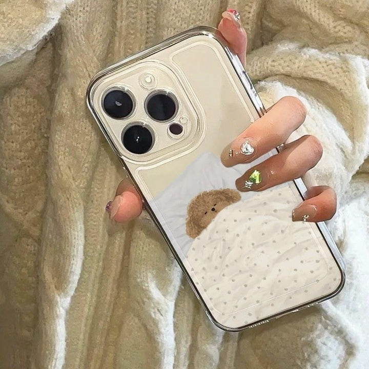 Space Shell Sleeping Cat and Puppy Pattern TPU Phone Case for Apple