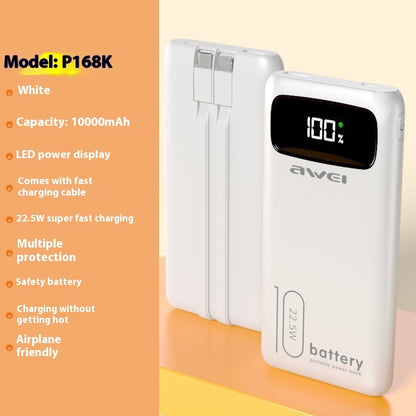 P168K P169K and P133K Power Banks Compact Portable Chargers - P168K White 10000 / 10000mah