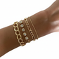 White Stone Bracelet Set Four Piece Layered Adjustable Elegant Fashion Jewelry Gift for Her