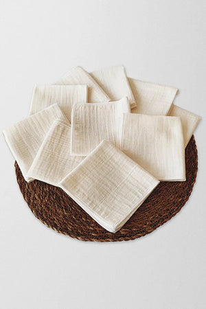 10-Pack Muslin Baby Mouth Wipes 100% Cotton Soft Baby Cloths Natural Ecru Newborn Burp Cloth Set