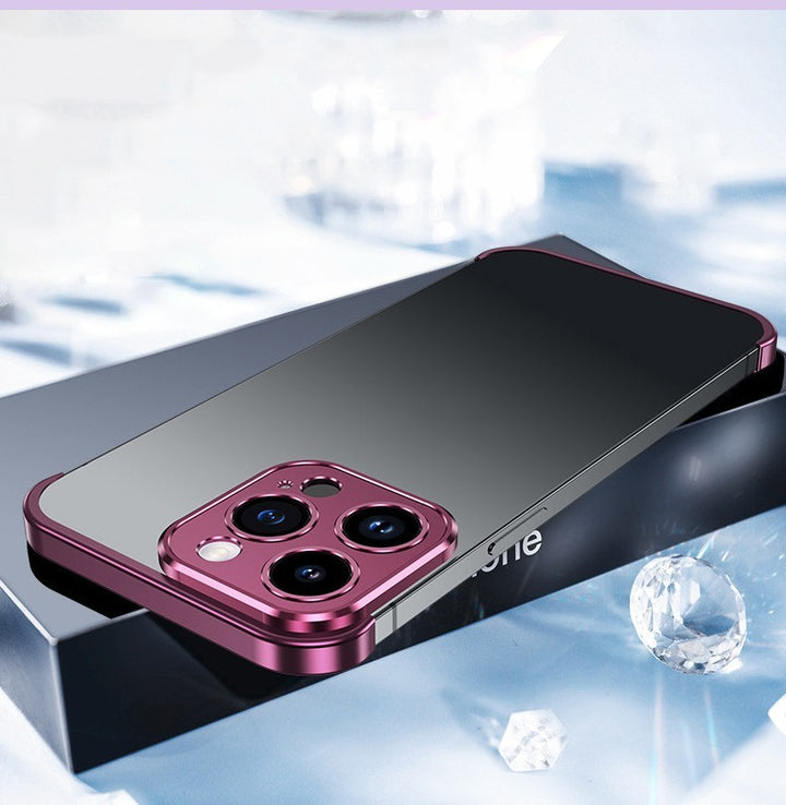 Real Frameless Gold Phone Case with Metal Border for Apple iPhone Models