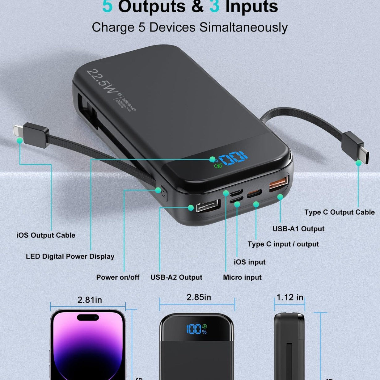 Customizable Power Bank with Multiple Color Options