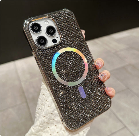 Diamond Magnetic Phone Case with Rhinestone Electroplating in Multiple Colors