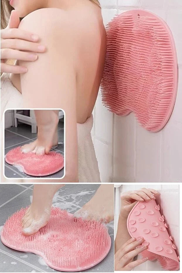 Suction Cup Silicone Bath Brush Foot Massage Pad Back Scrubber Body Washing Loofah