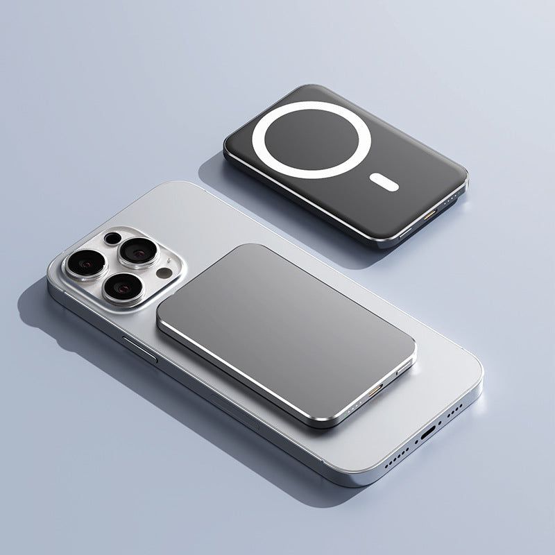 C17 Guld Powerbank med magnetisk trådlös snabbladdning och kompakt skal