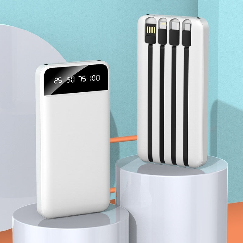 Compact Cable Power Bank with Fast Charge and Versatile Wire Options