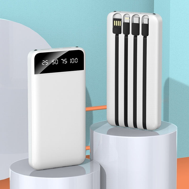Compact Cable Power Bank with Fast Charge and Versatile Wire Options