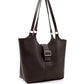 Brown Faux Leather Snap Closure Crossbody Hand Bag Single Compartment Shoulder Arm and Handbag