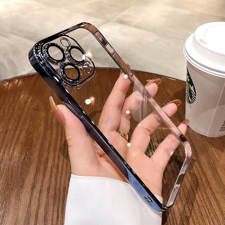 Lila elektropläterad transparent TPU-telefonfodral för Apple-smartphones