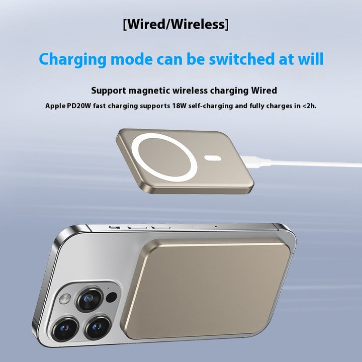 C17 Guld Powerbank med magnetisk trådlös snabbladdning och kompakt skal