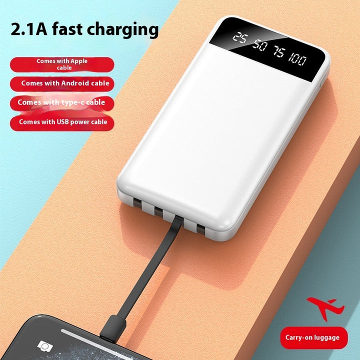 Compact Cable Power Bank with Fast Charge and Versatile Wire Options