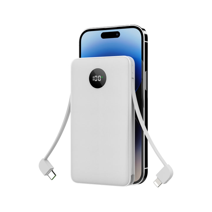 Powerbank med snabbladdning och digital display i flera färger
