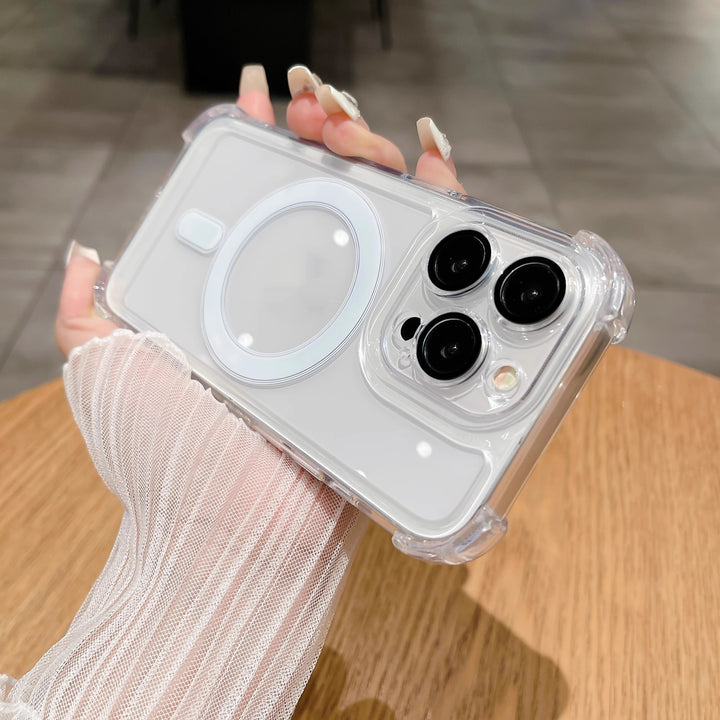 Transparent Airbag Phone Case with Magnetic Suction and Shockproof Features
