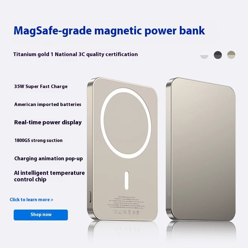 Magnetisk trådlös powerbank med 10000mAh kapacitet och kreativ design