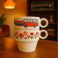 Handmade Ceramic Espresso Cups with Colorful Car and Rainbow Designs for Turkish Coffee - More ceramic espresso cups